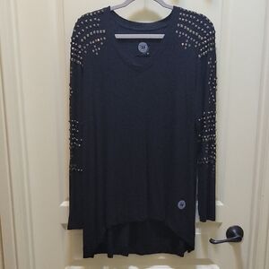 Double D Ranch Black Studded Long Sleeve Top